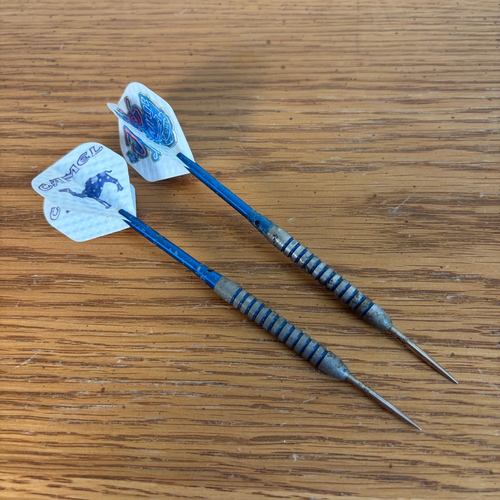 Vintage Joe Camel Darts Set Blue Silver Steel Tip Joes Lounge Tobacciana 90s